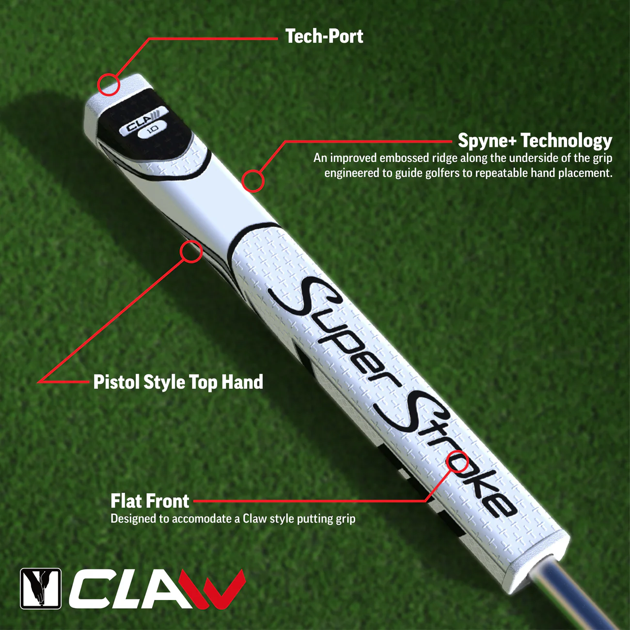 WEB_Claw_Grip_Tech_Specs_White_Cap (1) SUPER STROKE ZENERGY CLAW PUTTER GRIPS