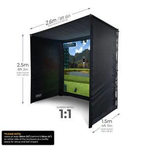 SimSPace Golf Enclosure - Platinum White Screen (2.6 x 2.5 x 1.5 Mtr)