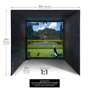 SimSPace Golf Enclosure - Platinum White Screen (3 x 3 x 3 Mtr)